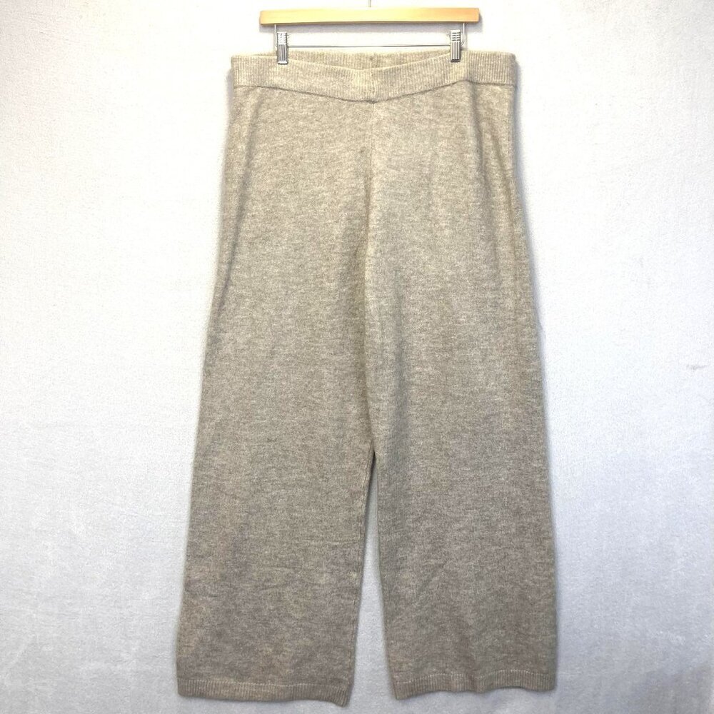 Wide Leg Fuzzy Lounge Pants Womens XL Tan Soft‎ Comfy Boho Cozy Relaxed Baggy